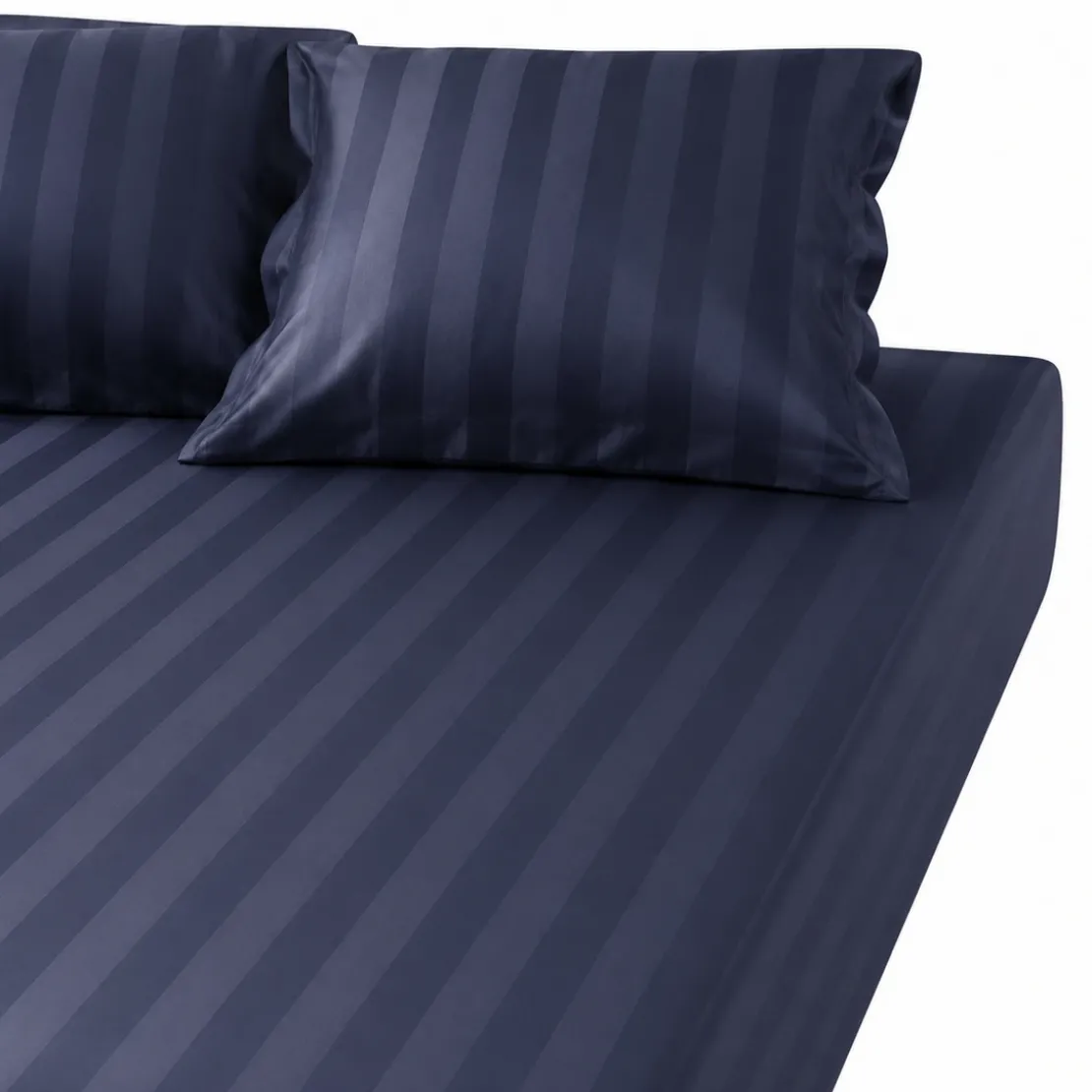 3S. x TertioDrap Housse Grand Bonnet Satin De Coton rayé - Bleu - Indigo