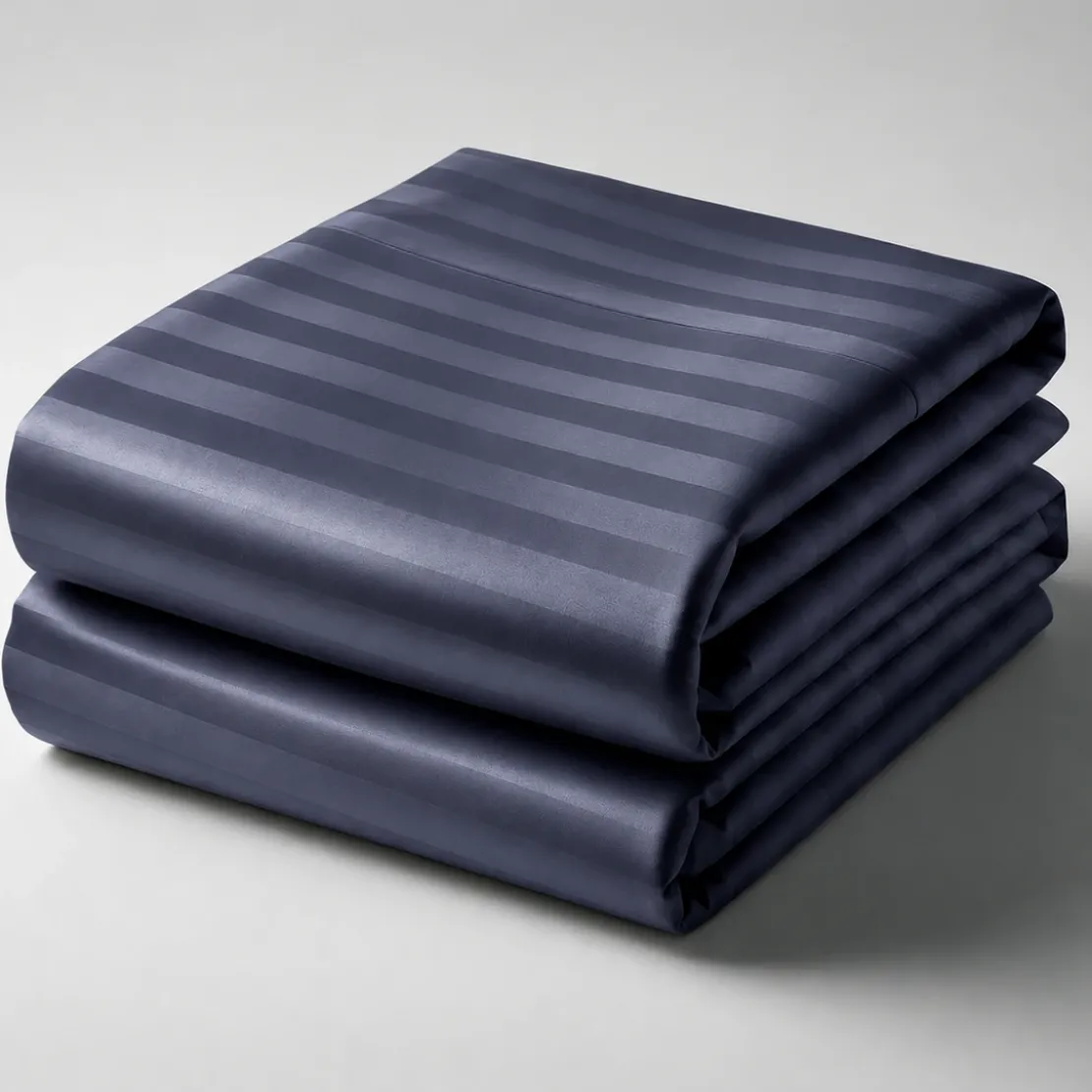 3S. x TertioDrap Housse Grand Bonnet Satin De Coton rayé - Bleu - Indigo
