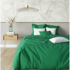 3S. x TertioDrap-housse grand bonnet polycoton - Vert - Eucalyptus