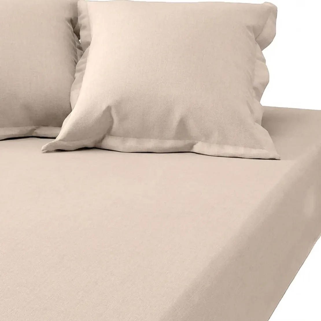 3S. x TertioDrap-housse grand bonnet XL polycoton - Beige - Ficelle