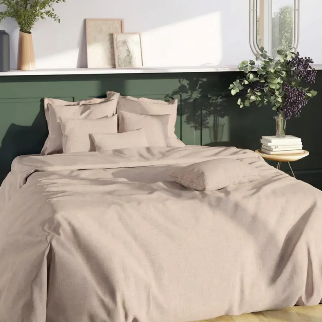 3S. x TertioDrap-housse grand bonnet XL polycoton - Beige - Ficelle