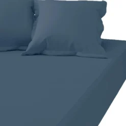 3S. x TertioDrap-housse grand bonnet XL satin de Coton uni - Bleu - Indigo