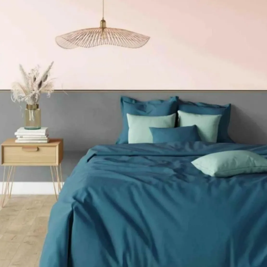 3S. x TertioDrap-housse grand bonnet polycoton - Bleu - Canard