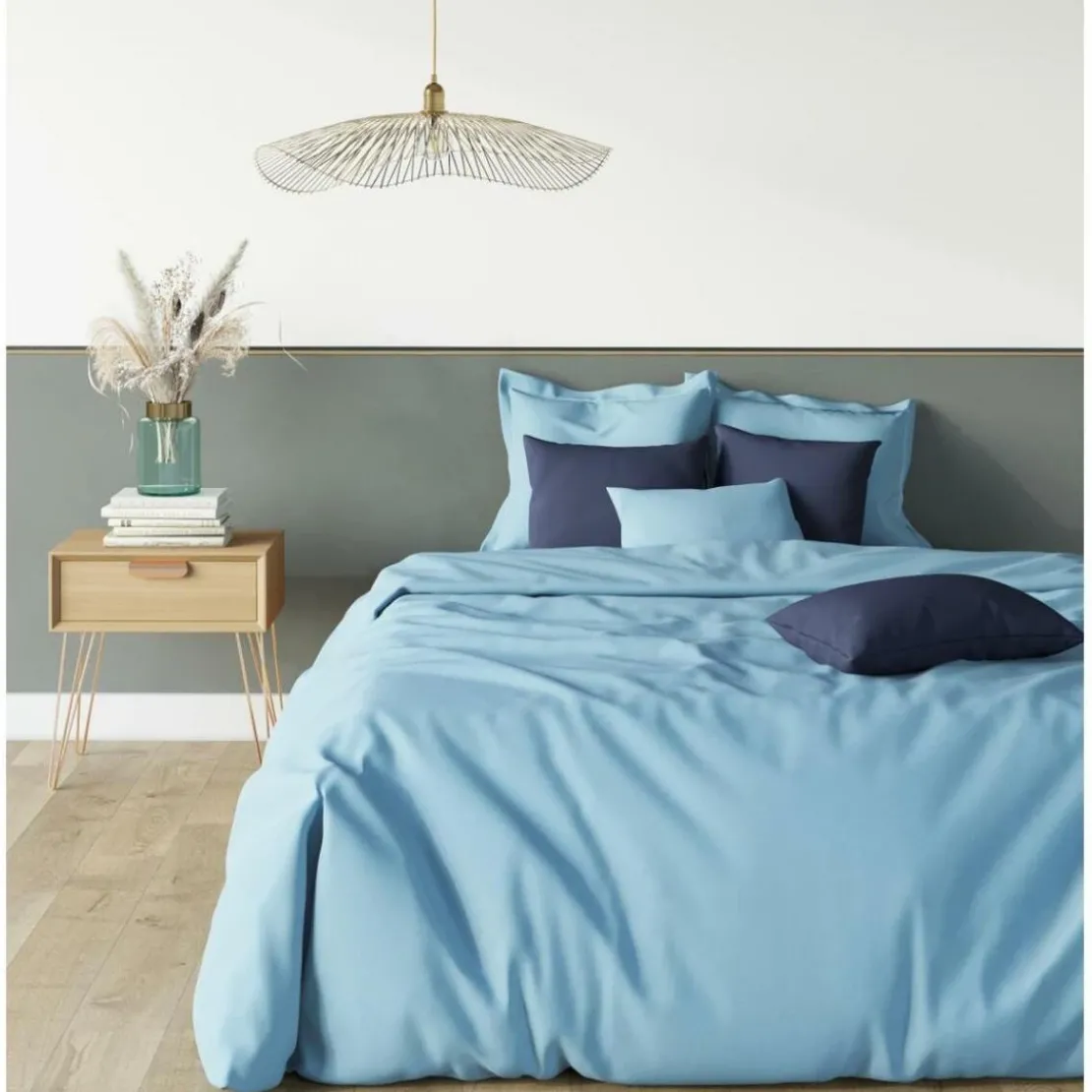 3S. x TertioDrap-housse grand bonnet XL polycoton - Bleu - Lagon