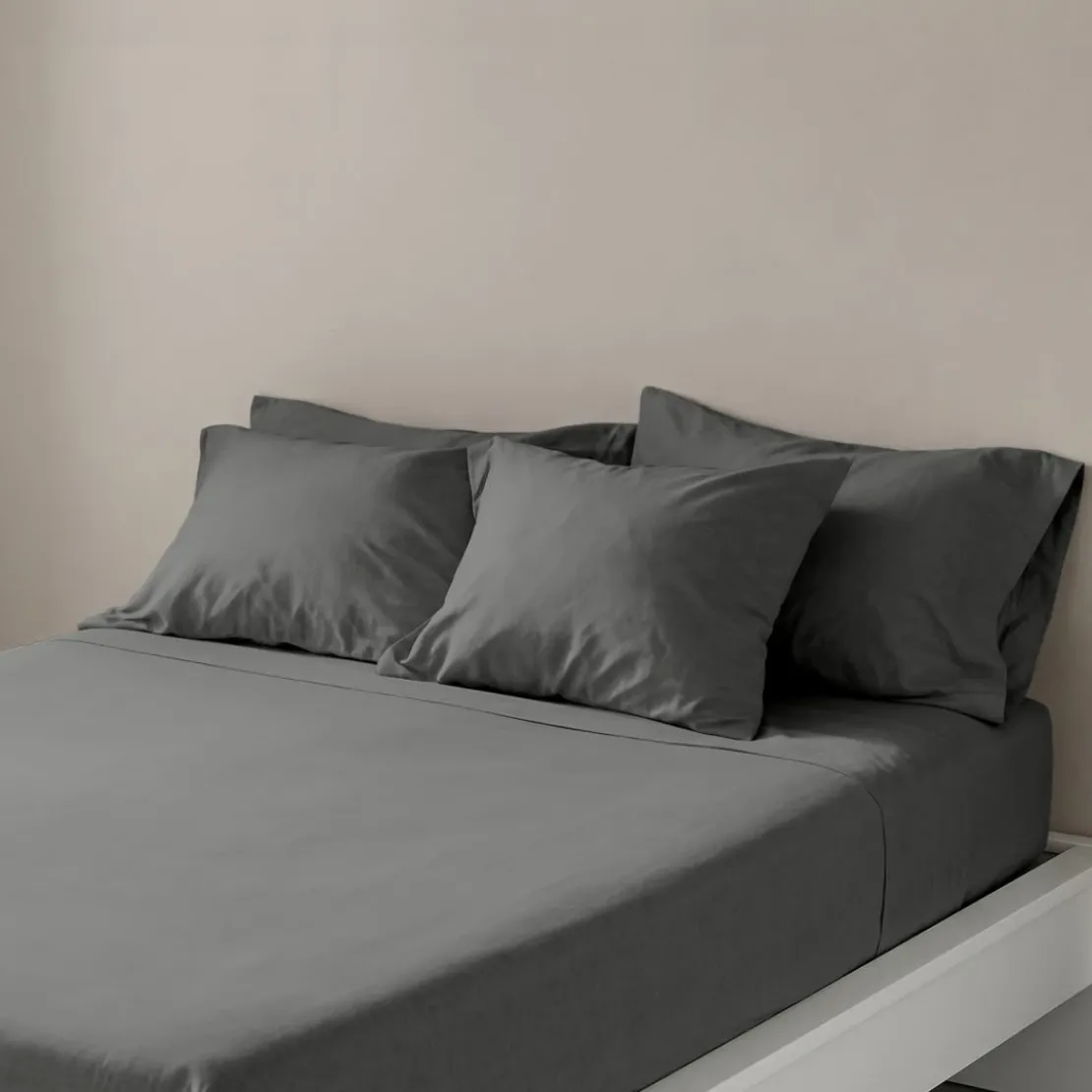 3S. x TertioDrap-housse percale de coton - Gris - Anthracite