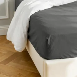 3S. x TertioDrap-housse percale de coton - Gris - Anthracite