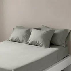 3S. x TertioDrap-housse percale de coton - gris perle