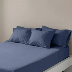 3S. x TertioDrap-housse percale de coton - Bleu - Indigo