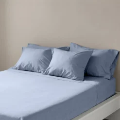3S. x TertioDrap-housse percale de coton - Bleu - Ciel