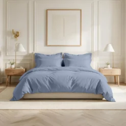 3S. x TertioDrap-housse percale de coton - Bleu - Ciel