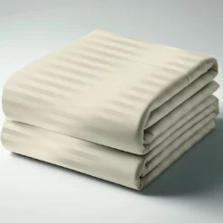 3S. x TertioDrap Housse satin de Coton rayé - Beige - Ecru