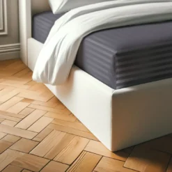 3S. x TertioDrap Housse satin de Coton rayé - Gris - Anthracite
