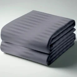 3S. x TertioDrap Housse satin de Coton rayé - Gris - Anthracite