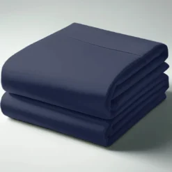 3S. x TertioDrap Housse satin de Coton uni - Bleu - Indigo