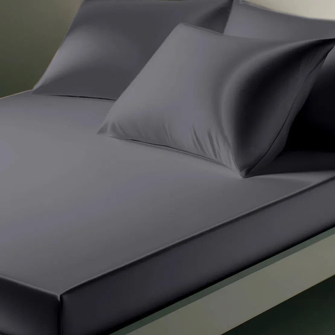 3S. x TertioDrap Housse satin de coton uni - Gris - Anthracite