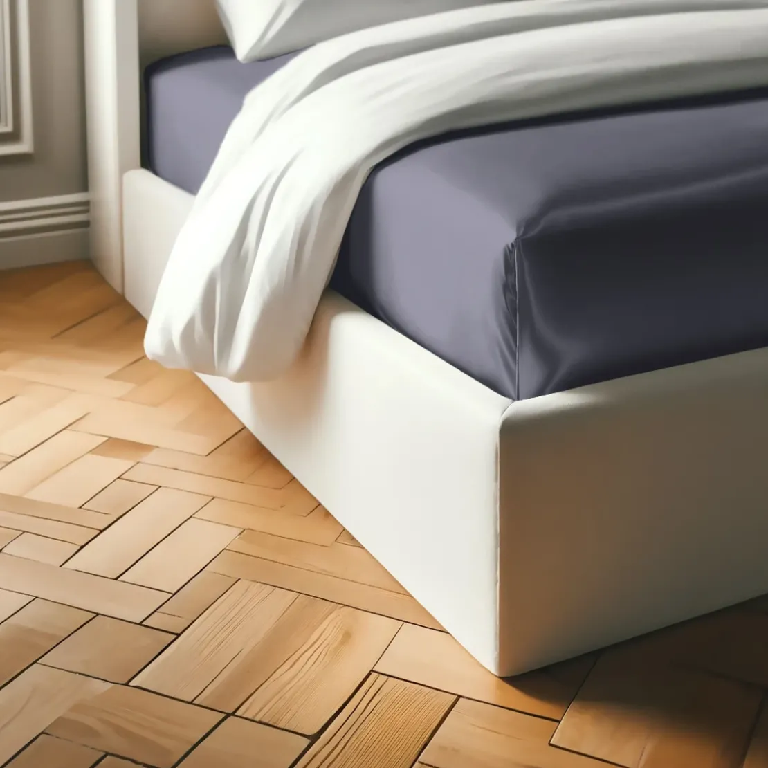 3S. x TertioDrap Housse satin de coton uni - Gris - Anthracite