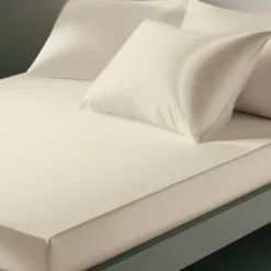 3S. x TertioDrap Housse satin de Coton uni - Beige -Ecru
