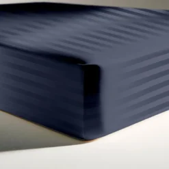 3S. x TertioDrap Housse satin de Coton rayé - Bleu - Indigo