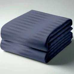 3S. x TertioDrap Housse satin de Coton rayé - Bleu - Indigo