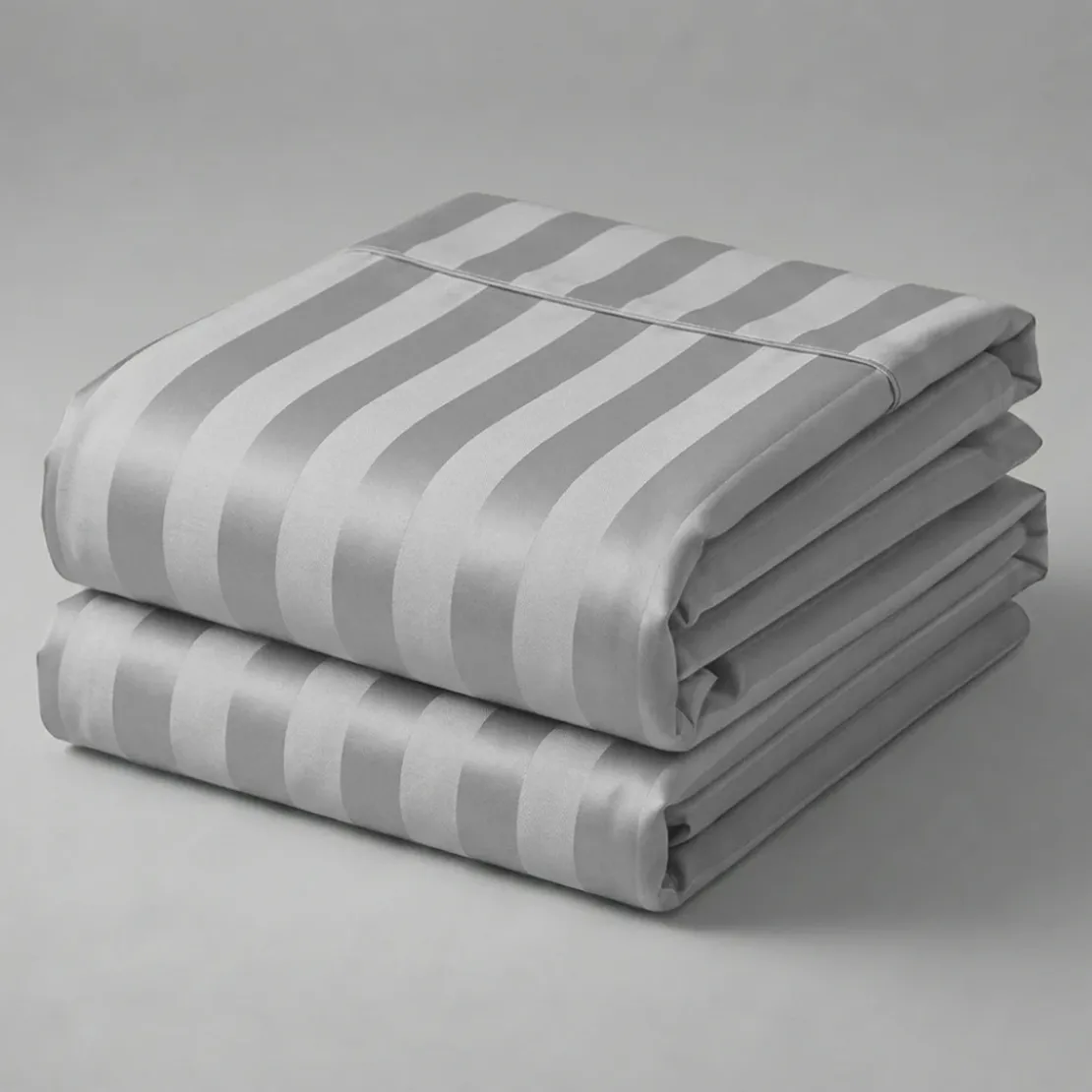 3S. x TertioDrap Housse satin de Coton rayé - Gris - Perle