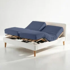 3S. x TertioDrap-housse sommier articulé coton - Bleu - Indigo