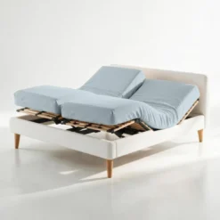 3S. x TertioDrap-housse sommier articulé coton - Bleu - Glacier