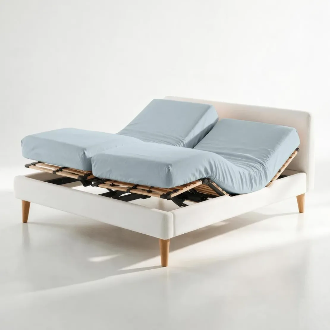 3S. x TertioDrap-housse sommier articulé coton - Bleu - Glacier