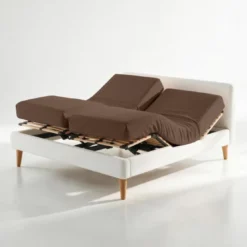 3S. x TertioDrap-housse sommier articulé coton - Marron - Chocolat