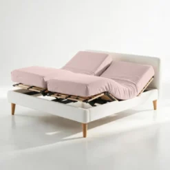 3S. x TertioDrap-housse sommier articulé coton - Beige - Rosé