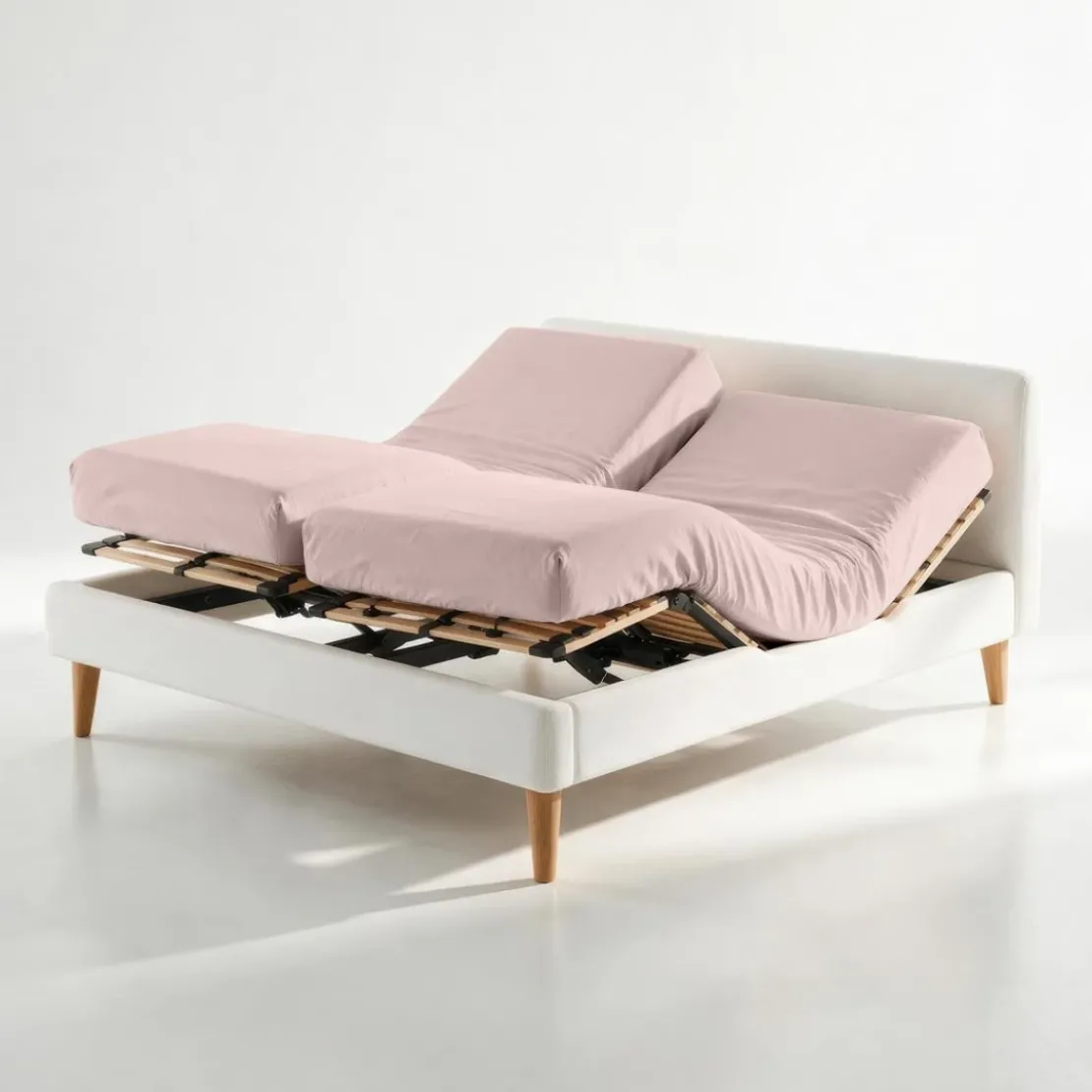 3S. x TertioDrap-housse sommier articulé coton - Beige - Rosé