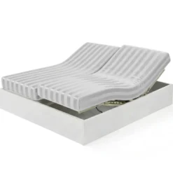 3S. x TertioDrap-housse sommier articulé Satin De Coton rayé - Gris - Perle