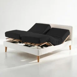 3S. x TertioDrap-housse sommier articulé Percale De Coton - Noir