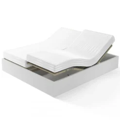 3S. x TertioDrap-housse sommier articulé satin de coton rayé - Blanc