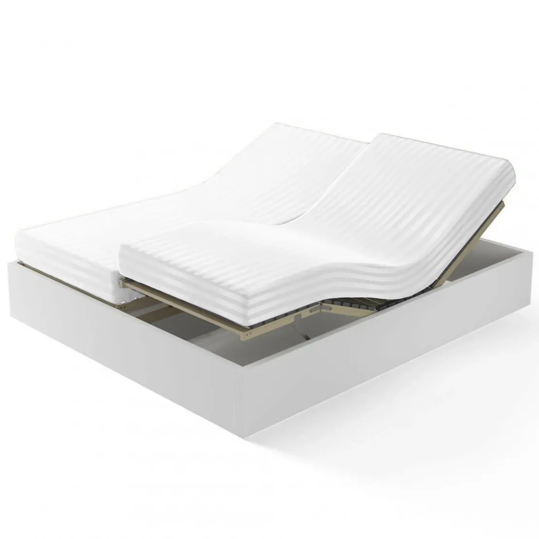 3S. x TertioDrap-housse sommier articulé satin de coton rayé - Blanc