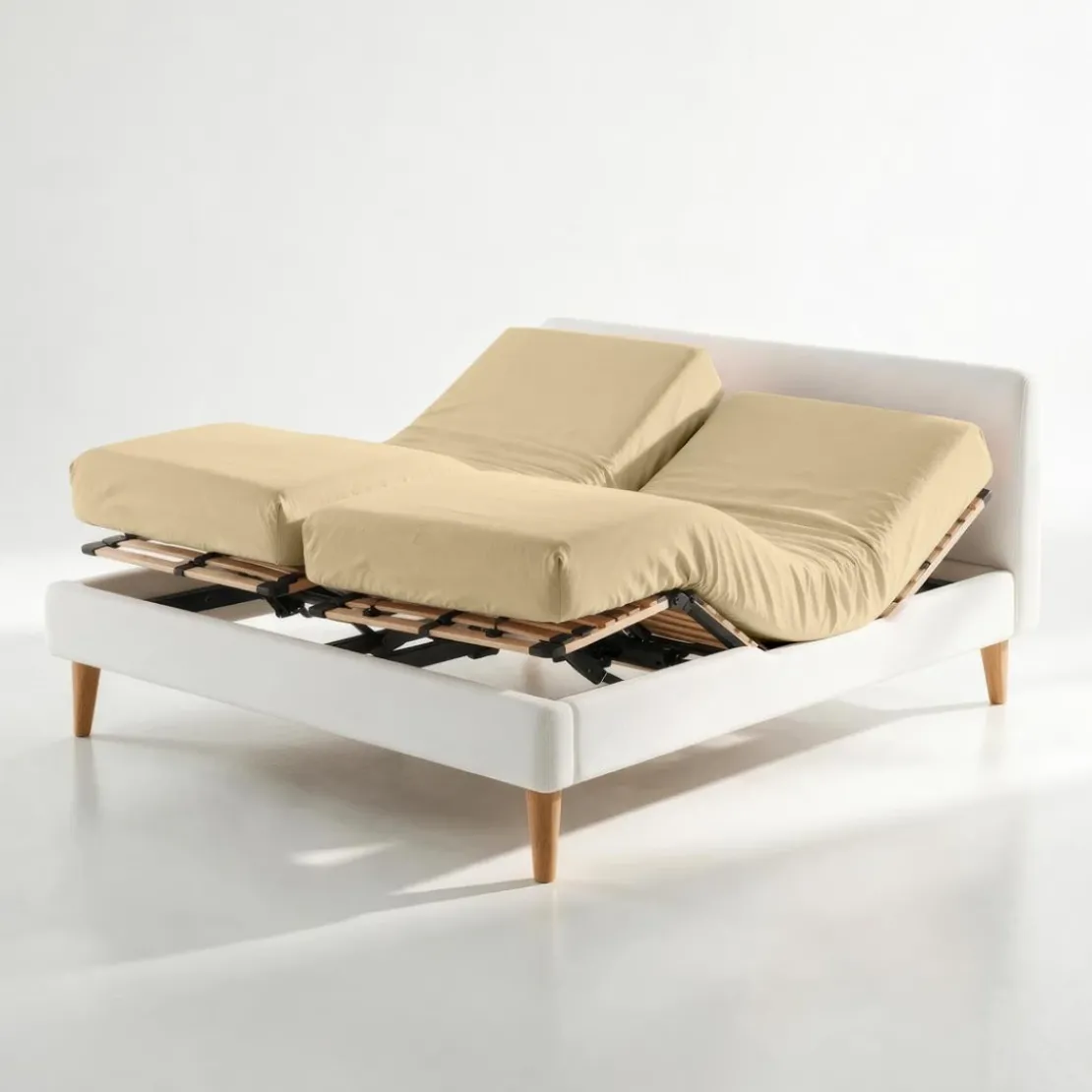 3S. x TertioDrap-housse sommier articulé coton - Beige - Ficelle