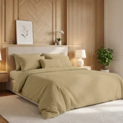 3S. x TertioDrap-housse sommier articulé coton - Beige - Ficelle