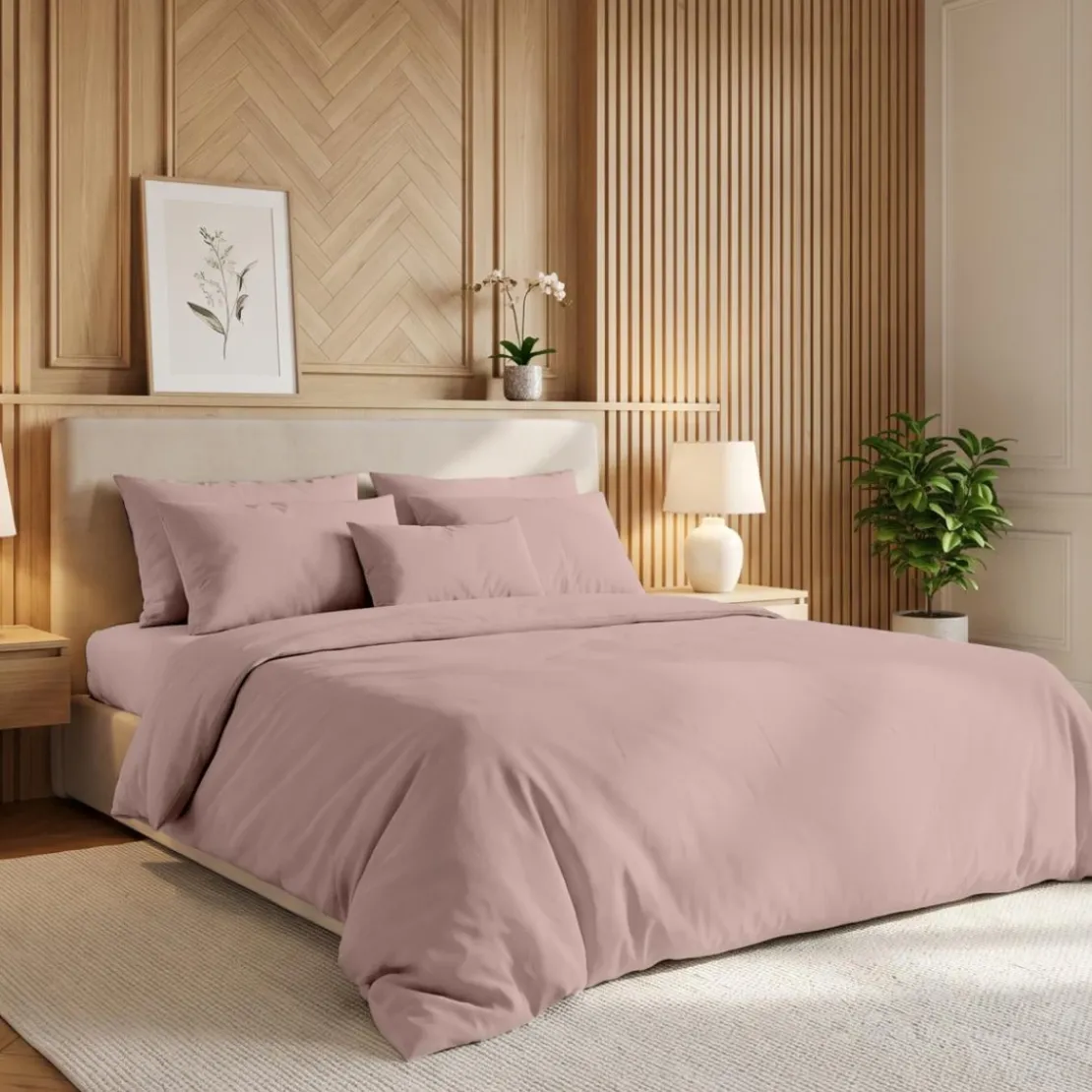 3S. x TertioDrap housse sommier articulé coton - Rose - Blush