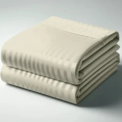 3S. x TertioDrap-housse sommier articulé Satin De Cotonrayé - Beige - Ecru