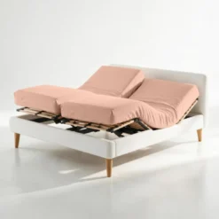 3S. x TertioDrap-housse sommier articulé Percale De Coton - Rose - Blossom