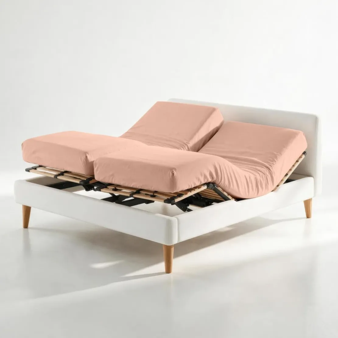 3S. x TertioDrap-housse sommier articulé Percale De Coton - Rose - Blossom