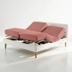 3S. x TertioDrap-housse sommier articulé coton - Rose - Vieux Rose