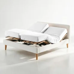 3S. x TertioDrap-housse sommier articulé Percale De Coton - Blanc
