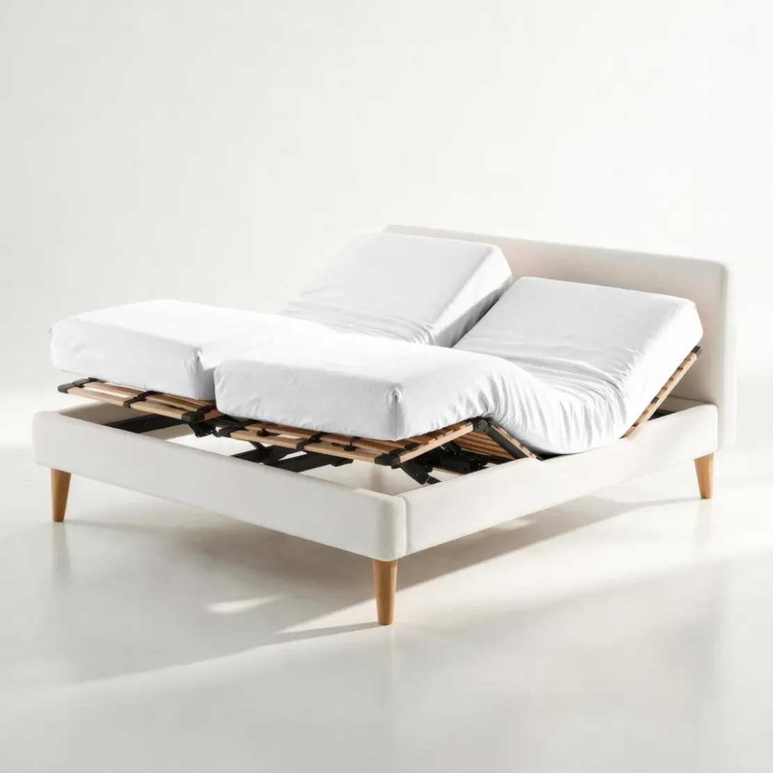 3S. x TertioDrap-housse sommier articulé Percale De Coton - Blanc