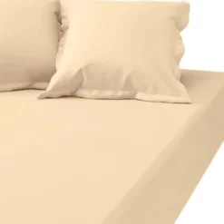 3S. x TertioDrap Housse uni Grand Bonnet satin de coton - Beige - Ecru
