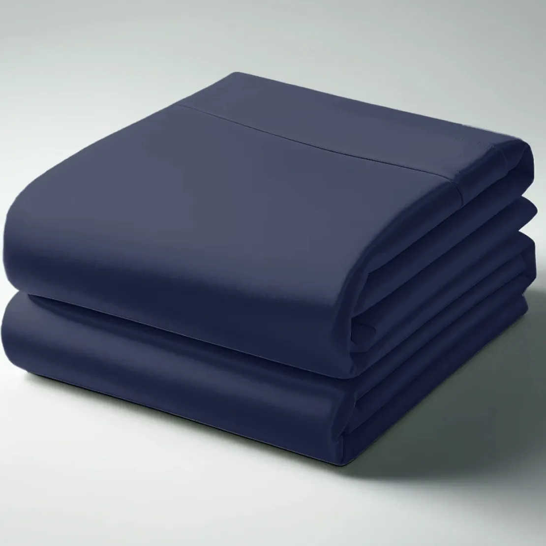 3S. x TertioDrap Housse uni Grand Bonnet Satin De Coton - Bleu - Indigo