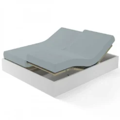 3S. x TertioDrap-housse uni spécial sommier articulés satin de coton - Gris - Perle