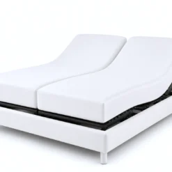 3S. x TertioDrap-housse uni spécial sommier articulés satin de coton - Blanc