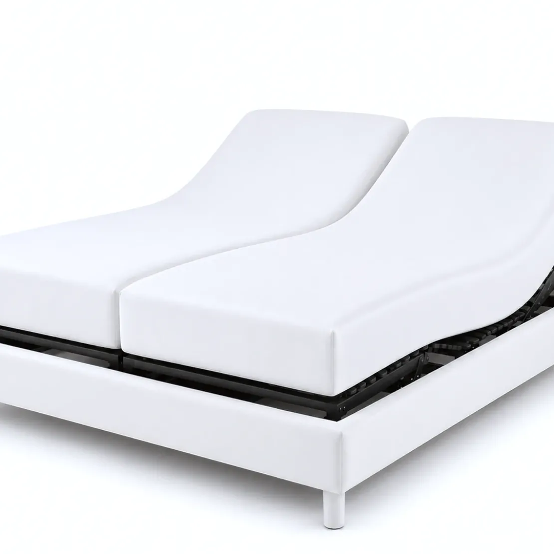 3S. x TertioDrap-housse uni spécial sommier articulés satin de coton - Blanc