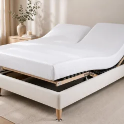 3S. x TertioDrap-housse uni spécial sommier articulés satin de coton - Blanc