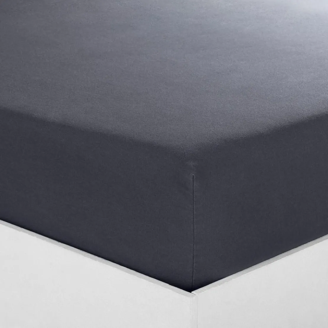 3S. x TertioDrap-housse uni spécial sommier articulés satin de coton - Gris - Anthracite